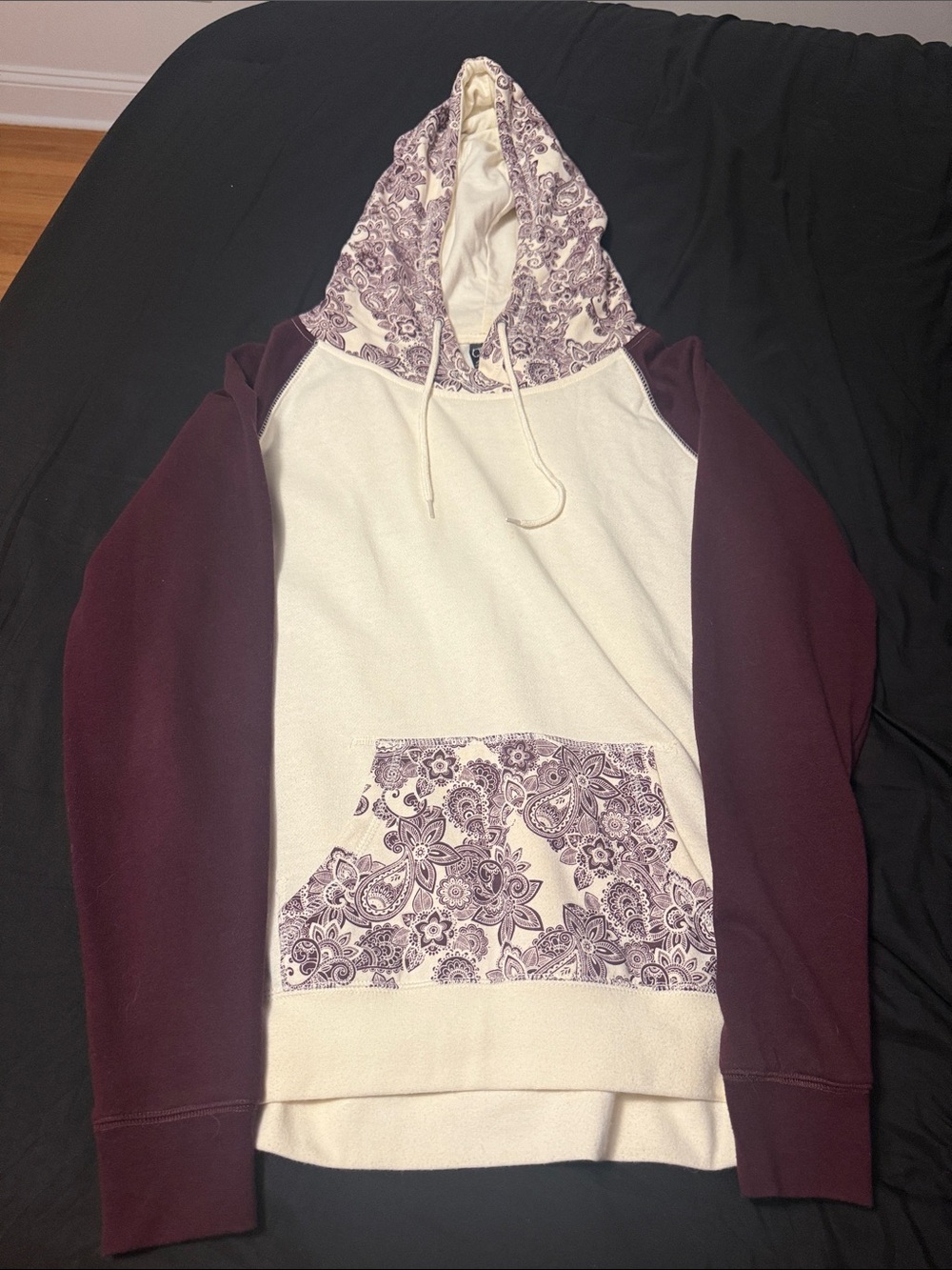 Pullover Hoodie with Paisley Accent
